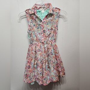 Knitworks Dress Size 8‎ Floral Sleeveless Multicolor Button Front Lacr Back B751